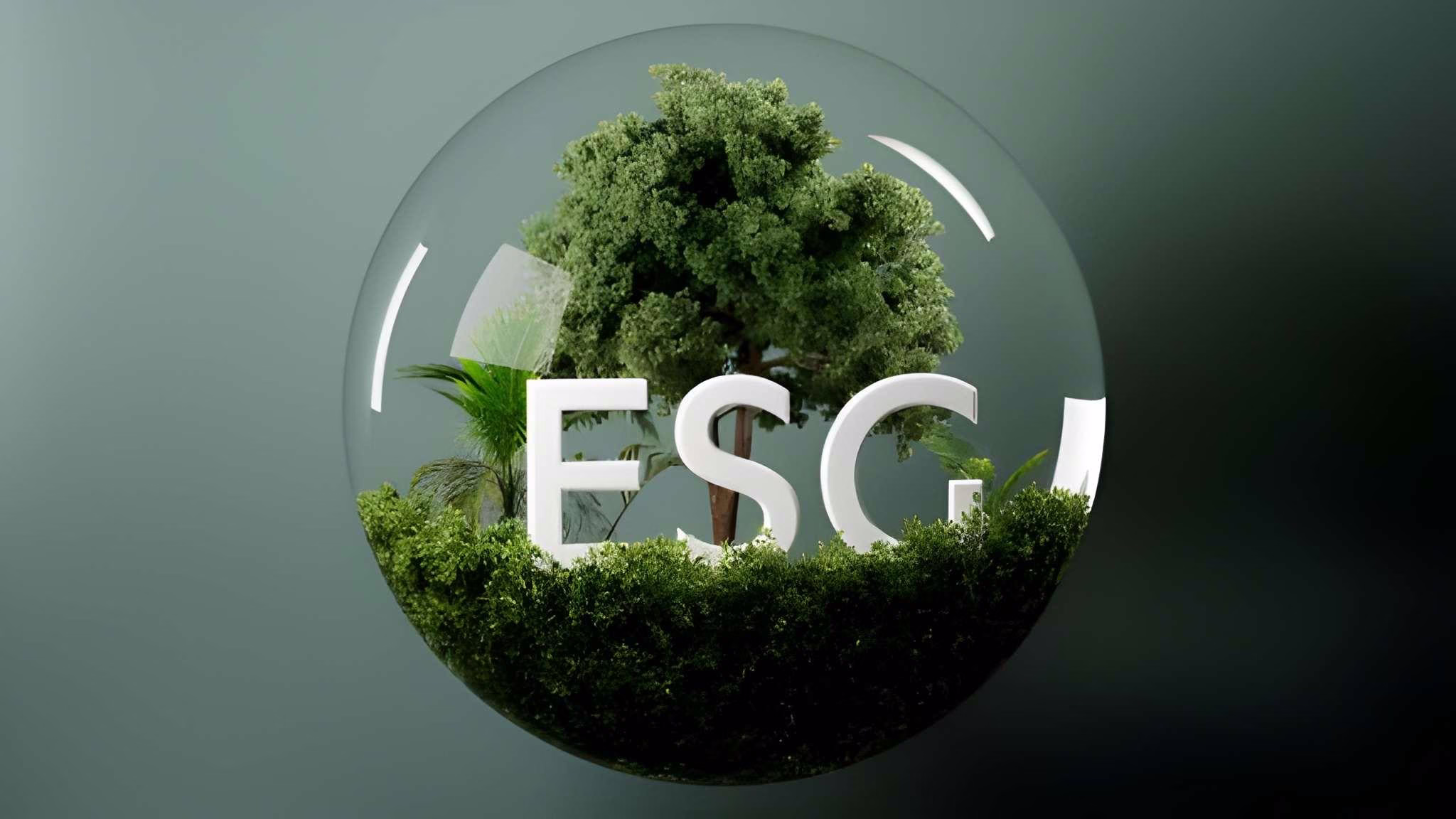ESG text displayed in a green globe representing global ESG reporting